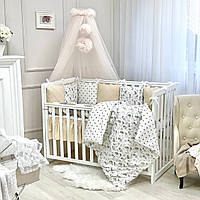 Комплект постельного белья в кроватку для новорожденной девочки Happy night Балеринки бежевый