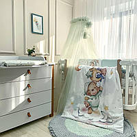 Комплект постельного белья в детскую кроватку для новорожденного Happy night Мишки Гамми мятный