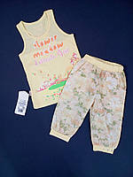 Костюм для девочки майка + брюки укороченные Gabbi Лужайка 104см жёлтый 00575
