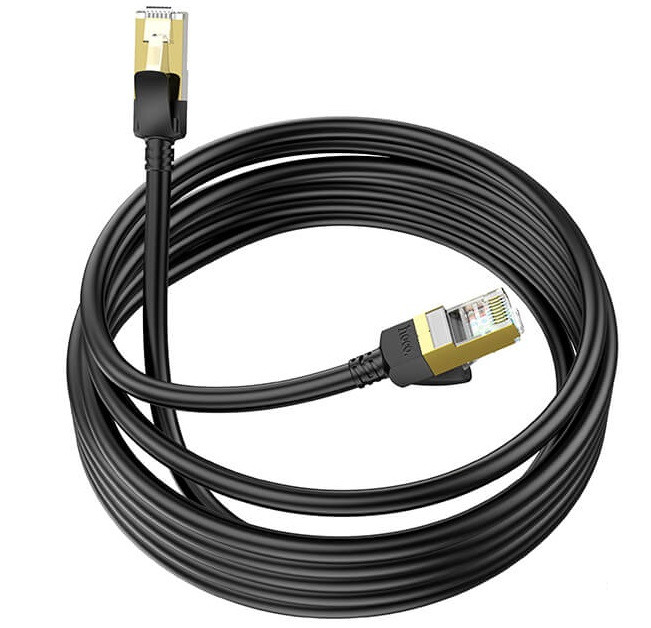 Кабель мережі HOCO LAN RJ45 Level copper gigabit ethernet cable US02, 5 м, чорний, фото 1
