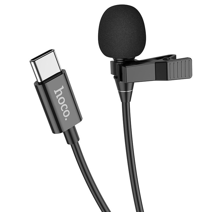 Мікрофон петличний HOCO Type-C Lavalier microphone L14, 2 м, чорний, фото 1