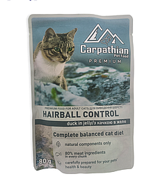 Вологий корм Carpathian Pet Food Hairball 80г з качкою в желе для котів