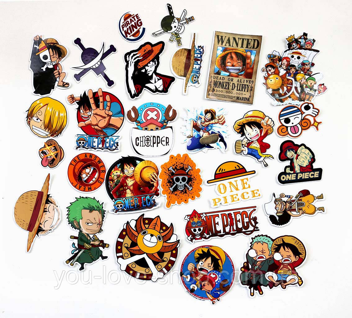 Наклейки Ван Піс / стікери One Piece 25 шт (Вирізані), фото 1