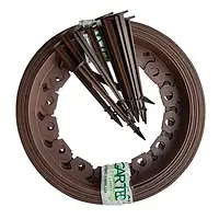 Бордюр газонній Gartec « Універсальний» коричневий 10м (+20 колішок), універсальний бордюр,бір для доріжки