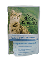 Влажный корм Carpathian Pet Food 100г телятина с уткой в соусе для котов