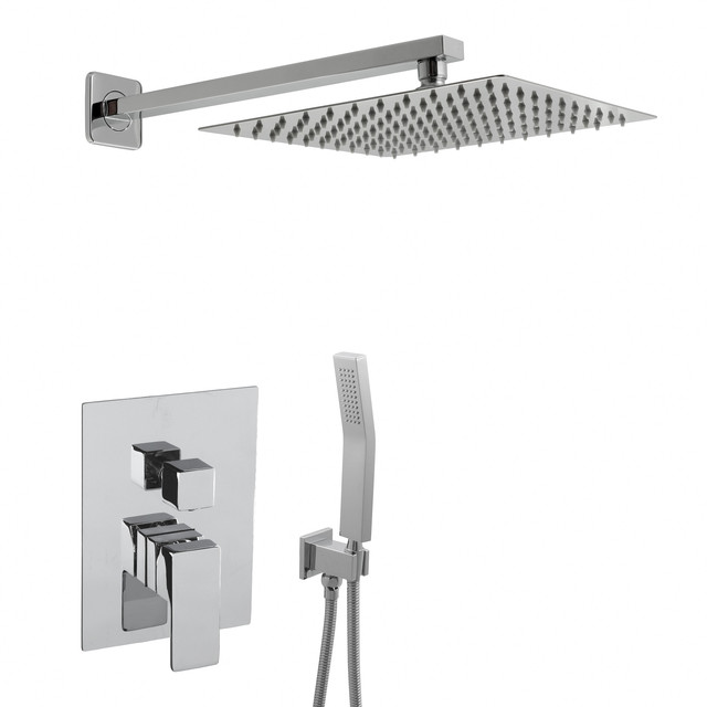 Душева система прихованого монтажу SSD-13 хромована з квадратною формою.
