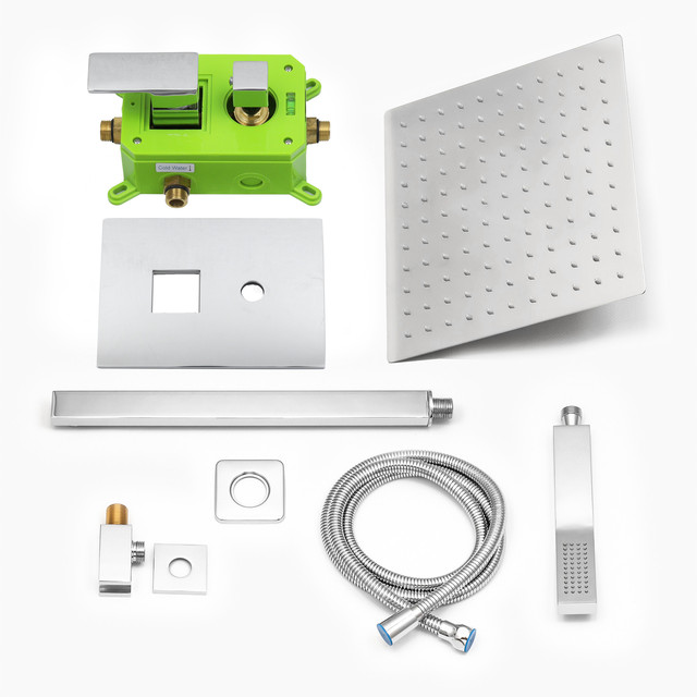 Сучасний душовий набір для прихованого монтажу SSD-13 у класичному хромовому кольорі.