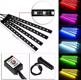 Світлодіодне підсвічування салону автомобіля 4х12 APP Bluetooth RGB (3_00468)