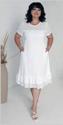Сукня літня жіноча із прошви в білому кольорі. Розміри від 54 до 60