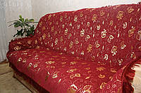 Бордовый Бутон комплект гобеленовых покрывал на диван и два кресла