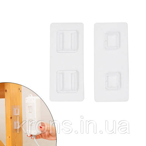 5x Держувач твердий настінний 6x14см самокляний, гачок подвійний невидимий, фото 1