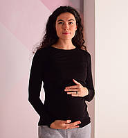Черный лонгслив для беременных и кормящих мам