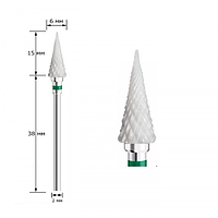 Керамическая фреза конус острый (ёлка) с зелёной насечкой.