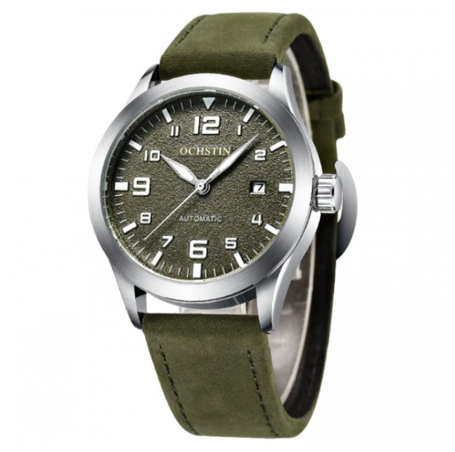 Класичний чоловічий механічний годинник з автопідзаводом на шкіряному ремінці з японським механізмом, фото 1