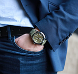 Класичний чоловічий механічний годинник з автопідзаводом на шкіряному ремінці з японським механізмом, фото 6