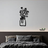 Панно модульное,  декор для дома на стену, картина из дерева "Нежные Цветы", 25x13 см