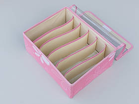 Органайзер з кришкою 31*24*12 см, на 6 відділень для зберігання дрібних предметів одягу рожевого кольору