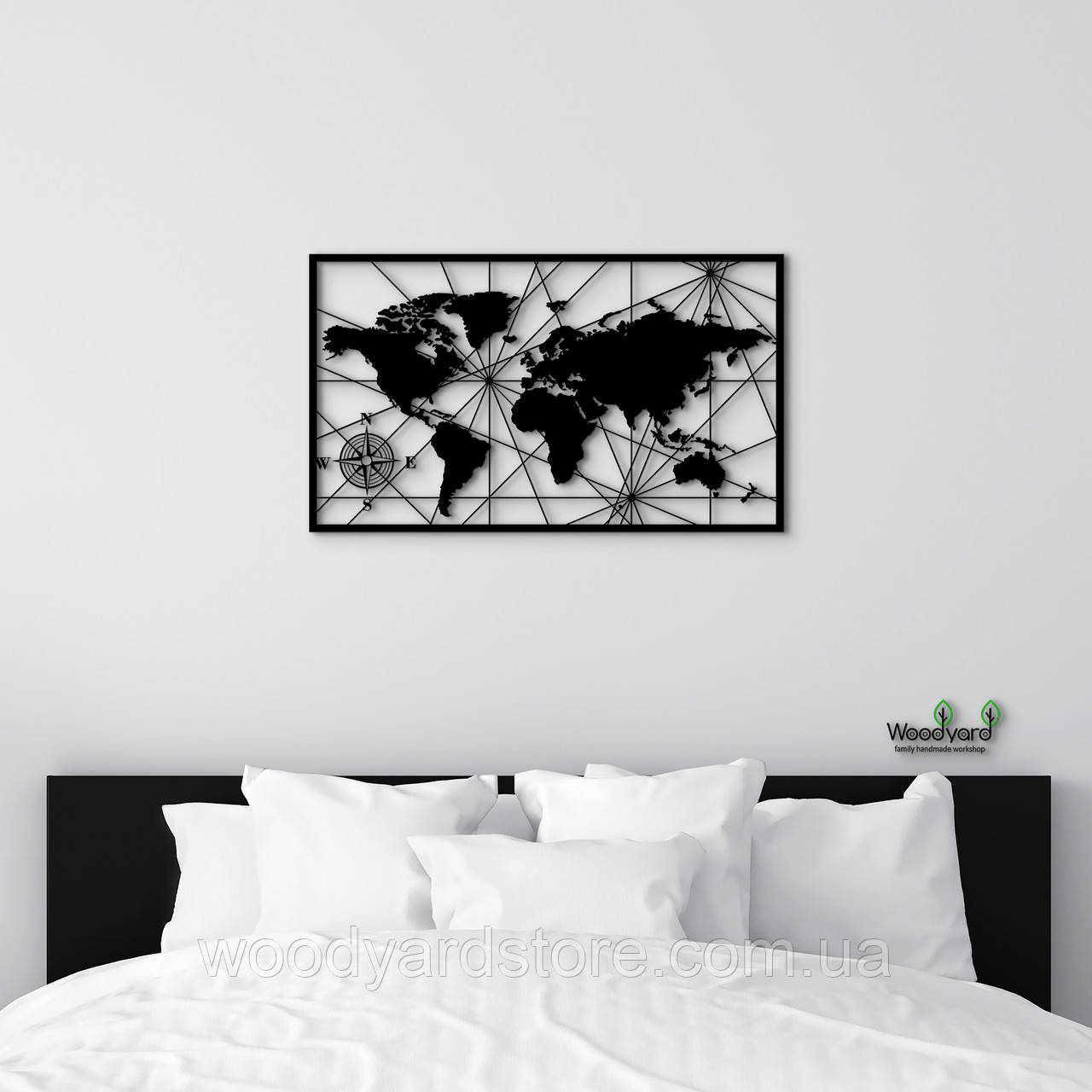 картина з дерево панно карта світу