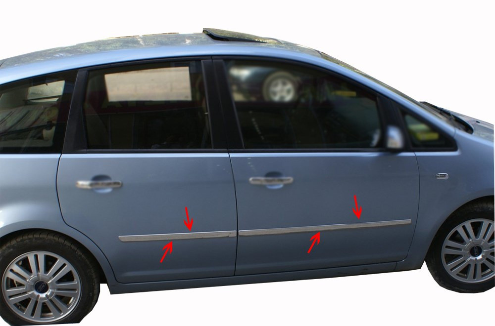 Молдинг дверний (4 шт, нерж.) Carmos - Турецька сталь для Ford C-Max 2004-2010 рр від VLF комп., фото 1