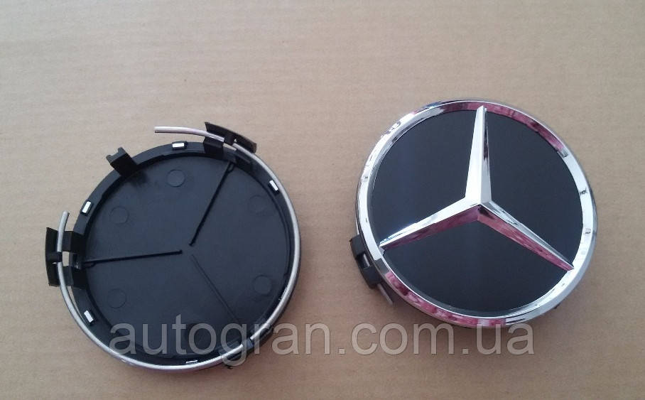 Заглушки ковпачки литих дисків Mercedes 75 мм чорні