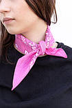 Бандана жіноча на голову і шию класична красива з бавовни з малюнком рожевого кольору, фото 7