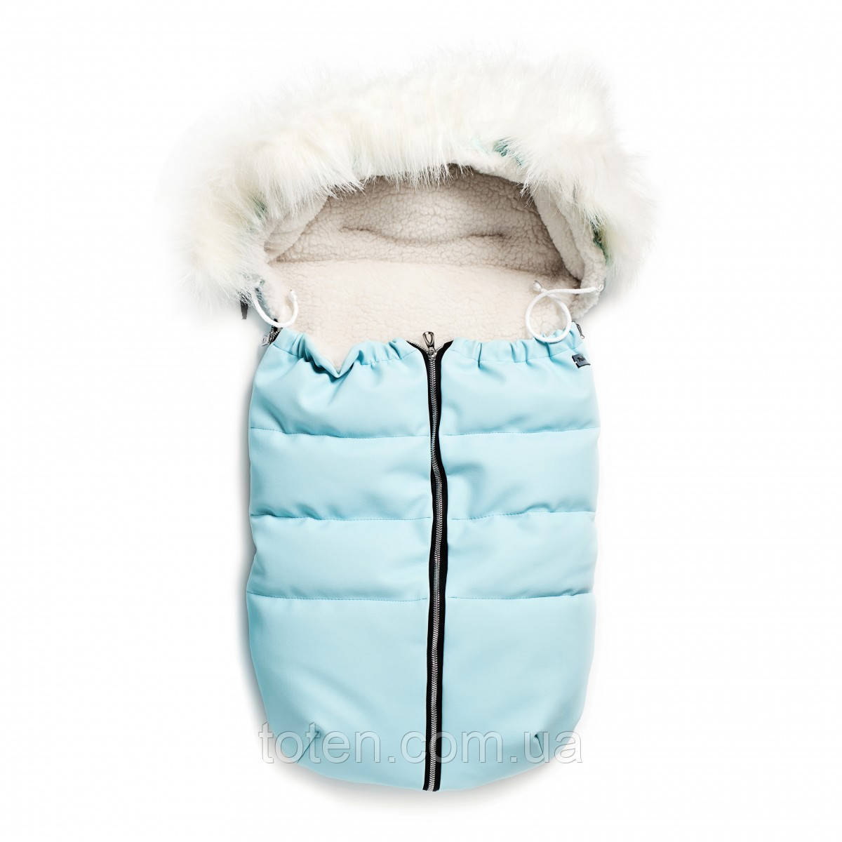 Конверт теплий у візок з капюшоном Voyage Eco (хутро), light blue, світло блакитний, фото 1