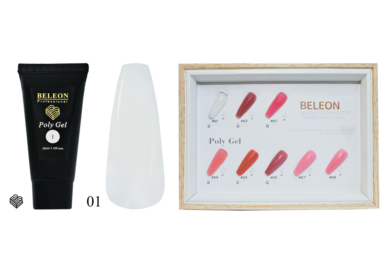 Полігель BELEON для нарощування і укріплення нігтів  №1 прозорий (Clear) 30 мл.
