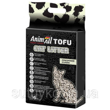 AnimAll TOFU Енімал (анімал) ТОФУ класік соєвий наповнювач для котів без аромату, 6 л. (2,6 кг)