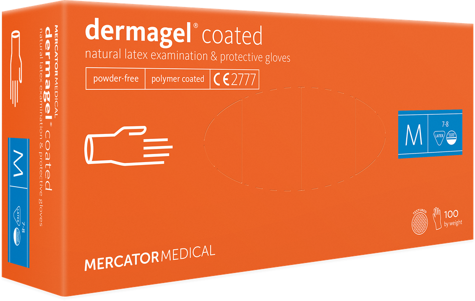 Рукавички латексні DERMAGEL® COATED р. M 100 шт неприпудрені Колір:білий, фото 1
