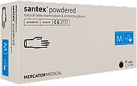 Перчатки латексные SANTEX® POWDERED р. M 100 шт нестерильные припудреные Белые