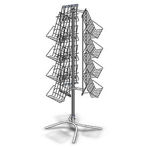 Стійка підлогова обертова, під книги на 12 полиць, біла