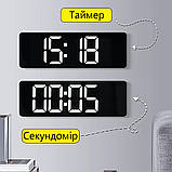 Настінний електронний годинник з великими цифрами, термометр, календар, секундомір, таймер., фото 4