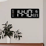 Настінний електронний годинник з великими цифрами, термометр, календар, секундомір, таймер., фото 9