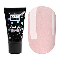 Акрил-гель (полигель) для наращивания Kira Nails Acryl Gel Glitter Peach, 30 г