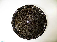 Турецкий поднос круглый металлический. 25 см Бронзовый