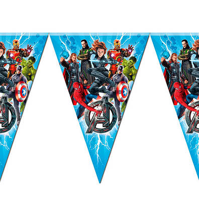 Паперова гірлянда прапорця "Месники", довжина - 2 м, фото 1