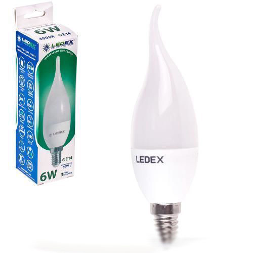Лампа Светодиодная 220V E14 6W Свеча на Ветру 570Lm 4000K 160º LEDEX ...