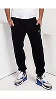 Чоловічі спортивні штани з манжетами великих розмірів батал чорні трикотанні розміри (56-64)