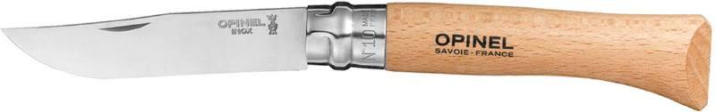 Ніж складний Opinel No10 Inox, сталь — Sandvik 12C27, ручка — бук