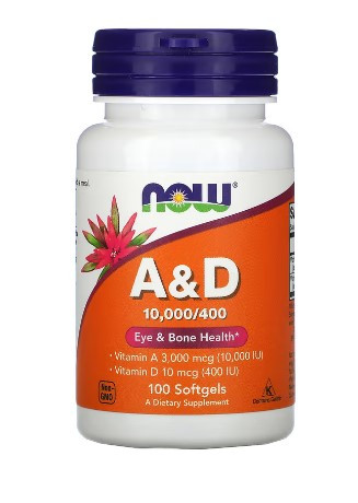 Вітаміни NOW Foods A & D 10,000/400, 100 капсул