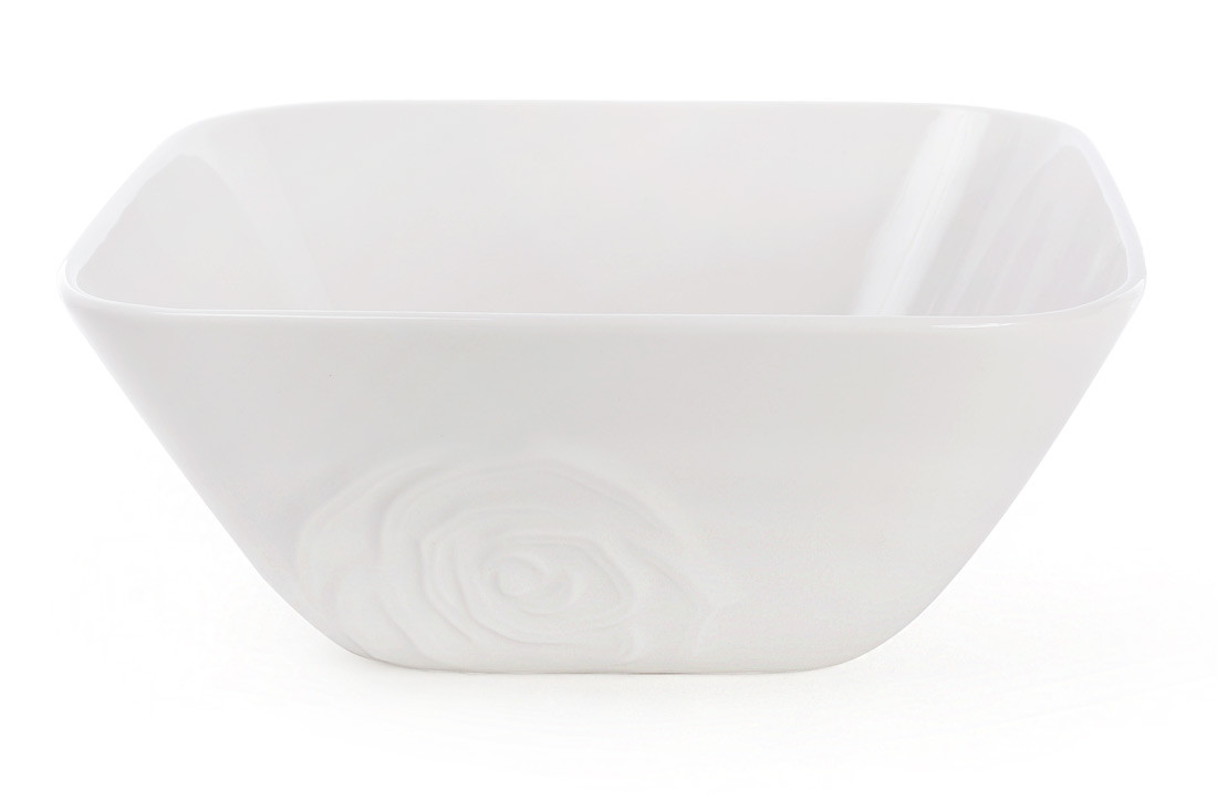 Салатник порцеляновий з об'ємним декором Троянда 1.6л, колір - білий, фото 1