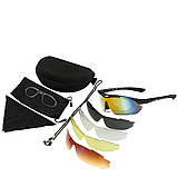 Тактичні окуляри багатофункціональні з 5 змінними лінзами, black, фото 3