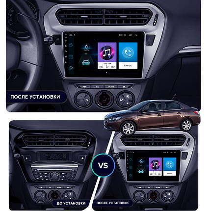 Штатна магнітола Lesko для Citroen C-Elysee I 2012-2016 екран 9" 2/32Gb/ Wi-Fi GPS Base Ситроен, фото 2
