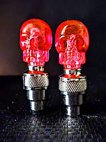 Підсвітка коліс на ніпель ЧЕРЕП. Колір ЧЕРВОНА.1уп.=2 шт. (батарейки в комплекті).