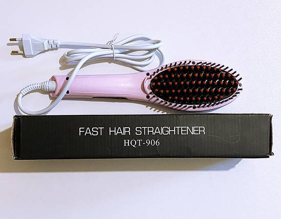 Електрична гребінець-випрямляч прасочку для волосся Fast Hair Straightener HQT-906 з LED дисплеєм Pink, фото 2