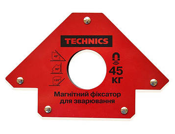 Магнітний фіксатор для зварювання "Стріла" (45кг), 140х215мм, 45°, 90°, 135° TECHNICS