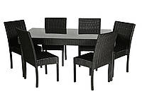 Комплект мебели из ротанга на 6 человек HERMES Maxi черный