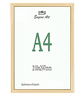 Фоторамка дерев'яна колір світлого дерева 21x30 (А4). Рамка для фото, дипломів, сертифікатів, грамот.
