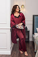 Женский красивый пижамный костюм-тройка из шелк Армани с 42 по 64 размер