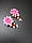 Розкішні рожеві сережки з хризантемами з полімерної глини та натуральними перлами та кришталем, фото 5